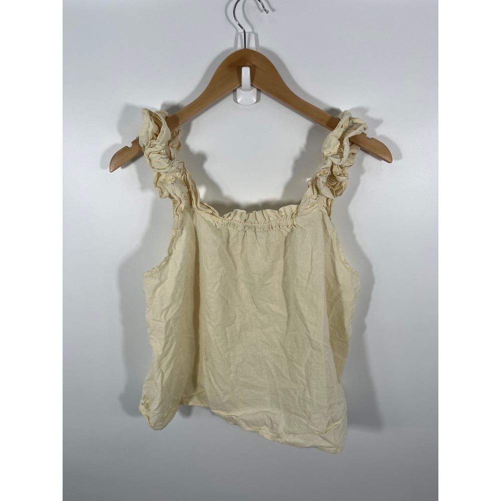 Unbranded Womens Butter Yellow Top S Ruffle 100% Cotton Euro Summer Resort